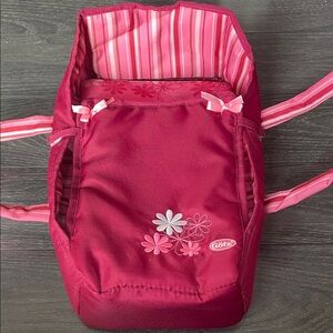 Gotz Pink Baby Doll Carrier with Floral Design